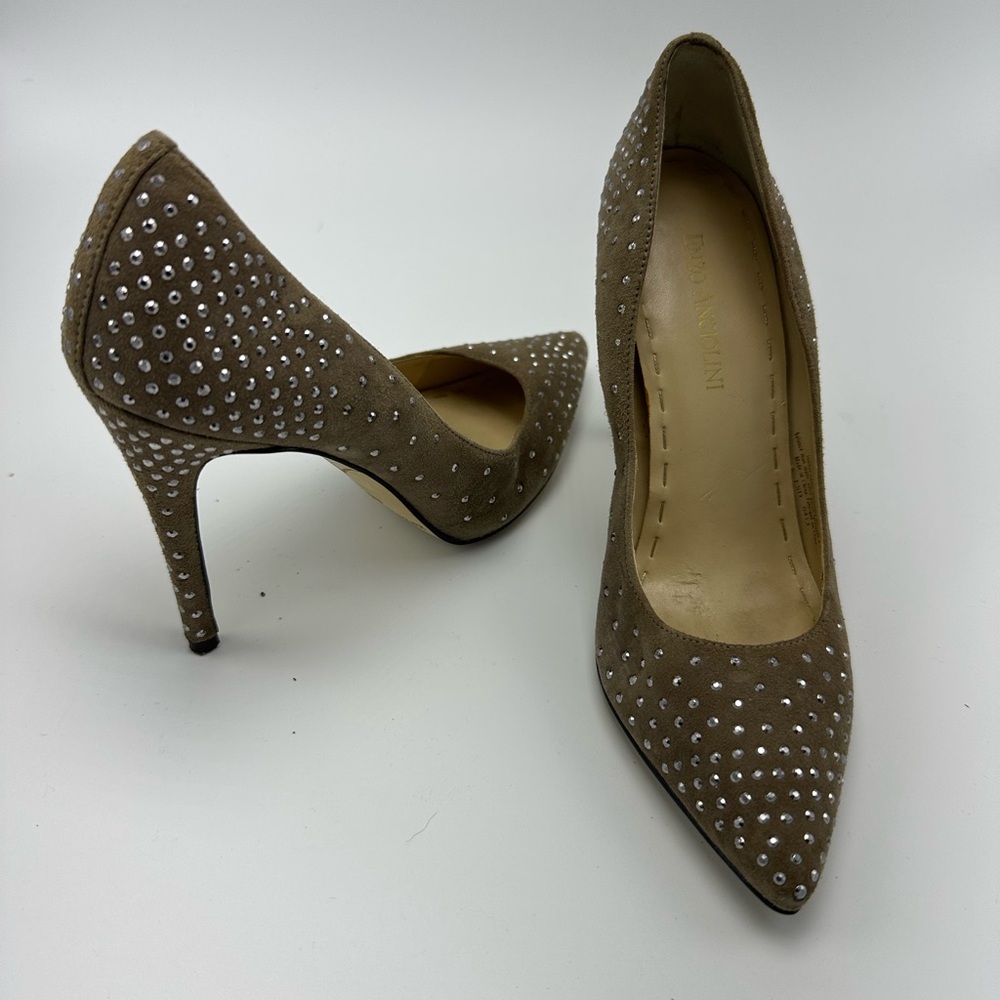 Enzo Angiolini Brown Heels with Sparkling Accents